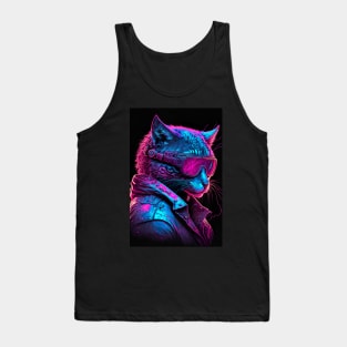 Cool Cat Portrait Cyber Future Style Tank Top